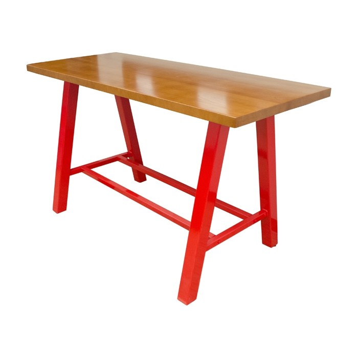 Solid Beech top with Fawn stain, Red gloss frame