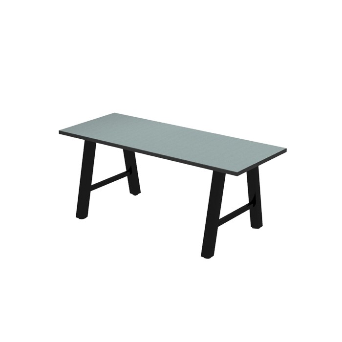 Atlas dining height communal table with laminate top and Black Dur-A-Edge, Onyx Black frame