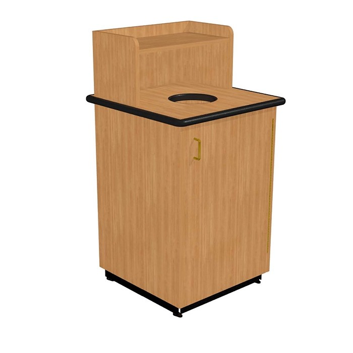 Round Drop Top Waste Receptacle with Tray Shelf