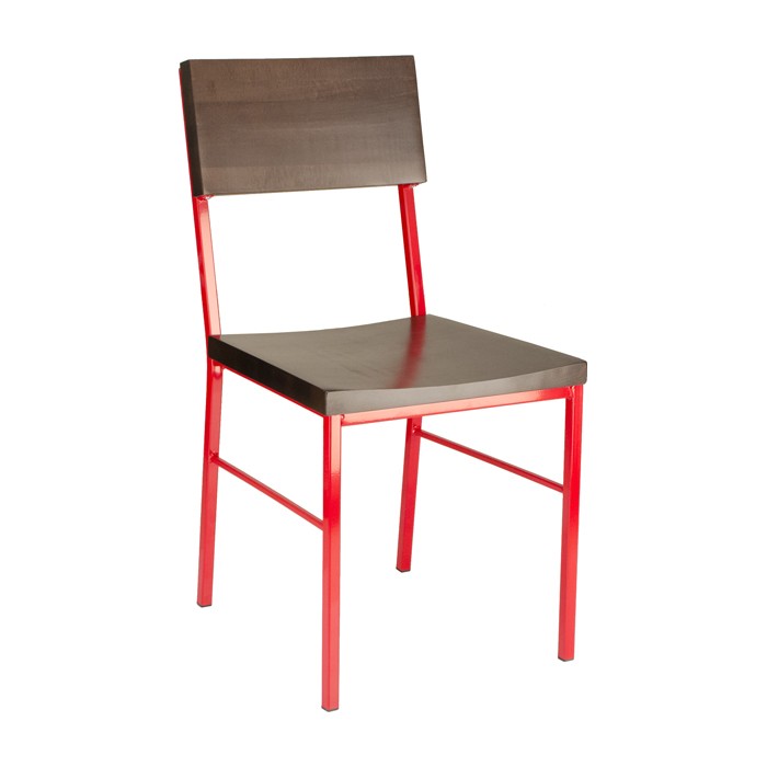Aspen Restaurant Chair With Red Metal, Red Wooden Chair Seats