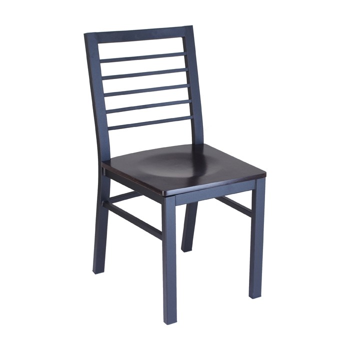Latitude chair with Onyx Black frame and Rosewood stain seat, front angle