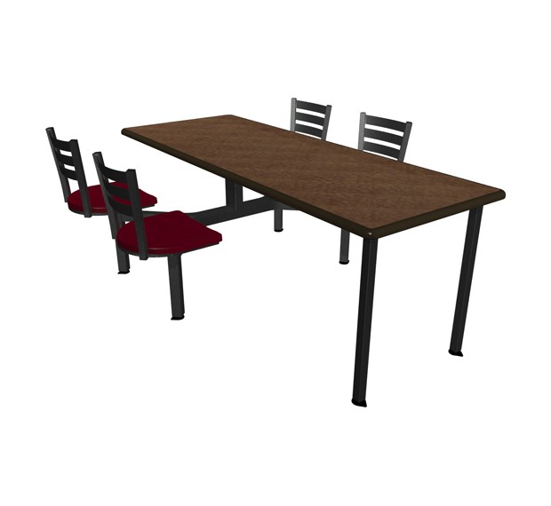 Windswept Bronze laminate table top, Black Dur-A-Edge®, Quest chairhead with Burgundy composite seat