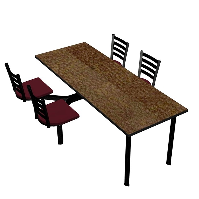 Windswept Bronze laminate table top, Black Dur-A-Edge®, Encore chairhead with Burgundy composite seat