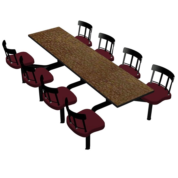 Windswept Bronze laminate table top, Black Dur-A-Edge®, Country chairhead with Burgundy composite seat