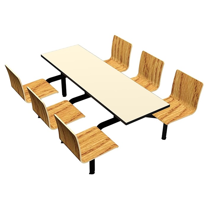 Wallaby laminate table, Black Dur-A-Edge®, Legacy chairhead in Natural Oak laminate