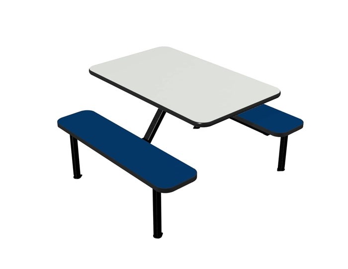 Island Bench & Table - 48" Fog laminate table and Atlantis laminate bench