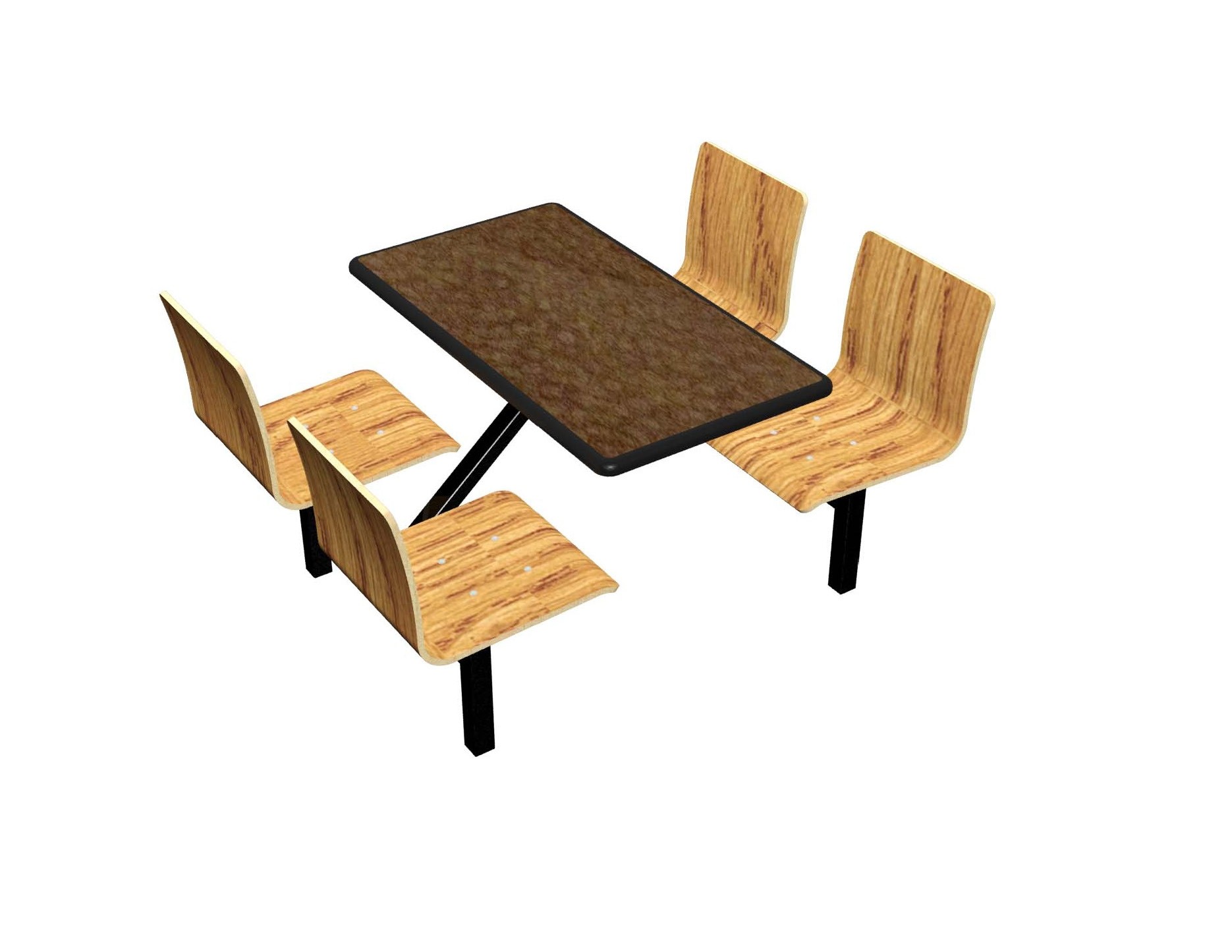 Morro Zephyr laminate table, Black Dur-A-Edge, Natural Oak laminate chairhead
