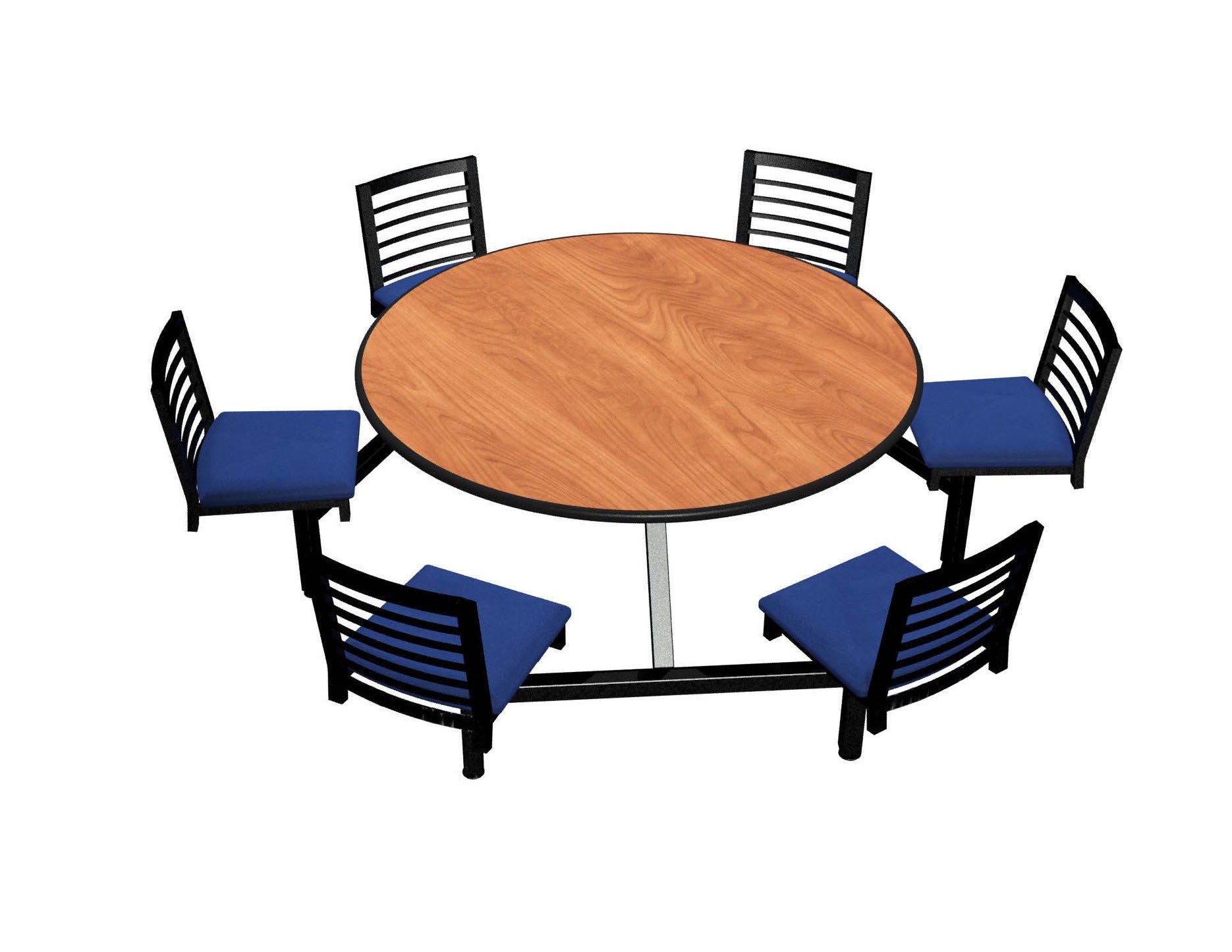 Wild Cherry laminate table top, Black Dur-A-Edge®, Latitude chairhead with Bluejay seat