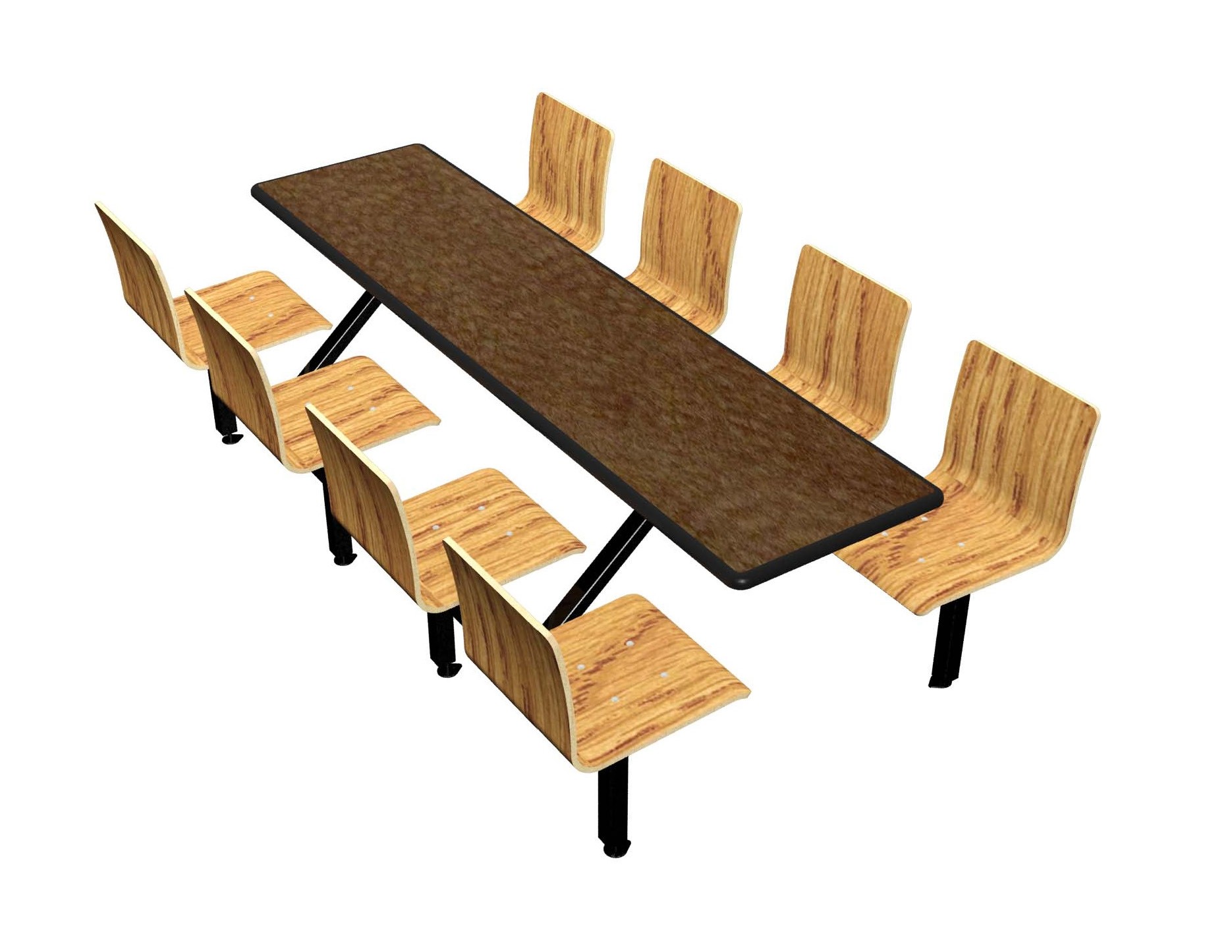 Morro Zephyr laminate table, Black Dur-A-Edge, Natural Oak laminate chairhead