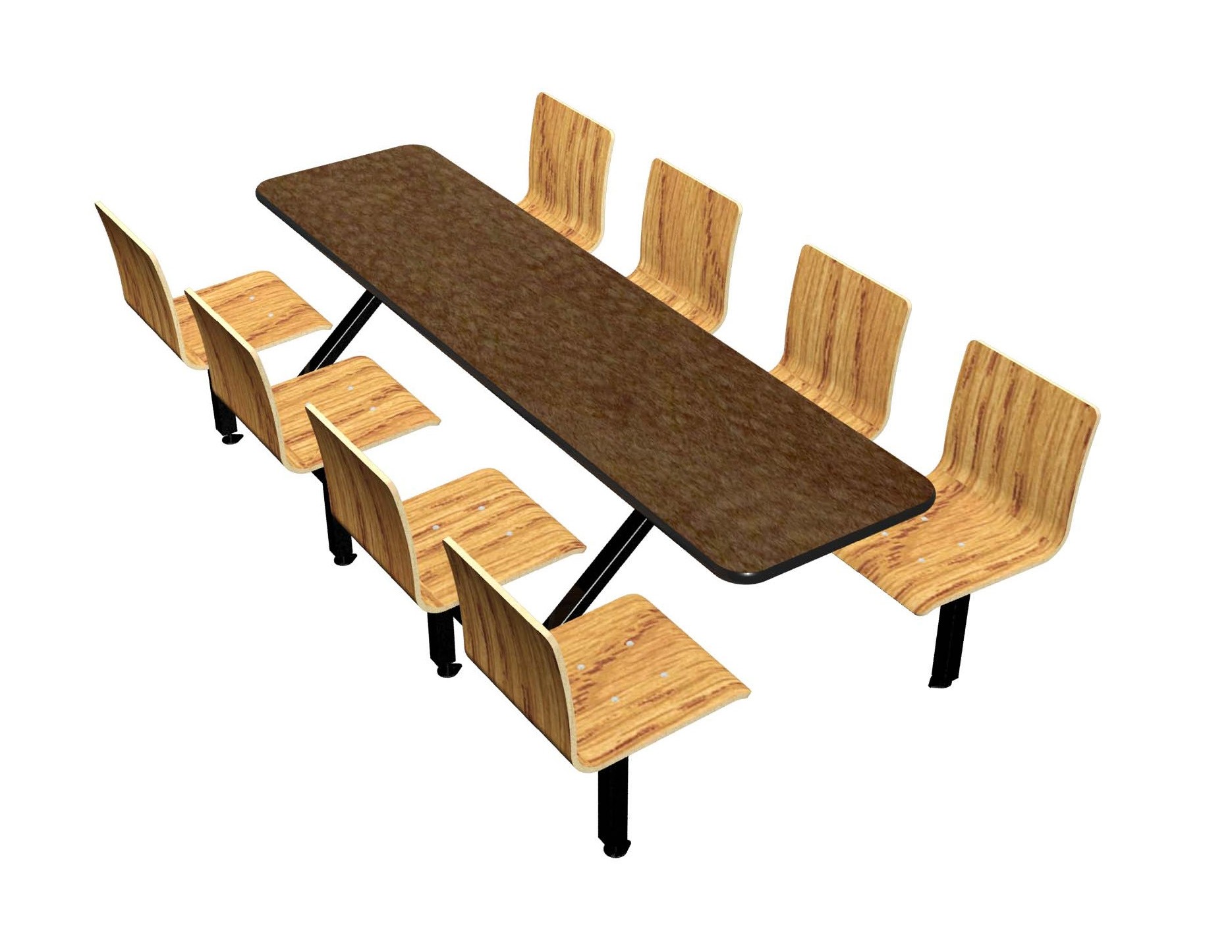 Morro Zephyr laminate table, Black vinyl edge, Natural Oak laminate chairhead