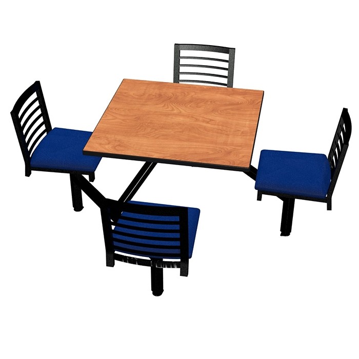 Wild Cherry laminate table top, Black Dur-A-Edge®, Latitude chairhead with Bluejay seat