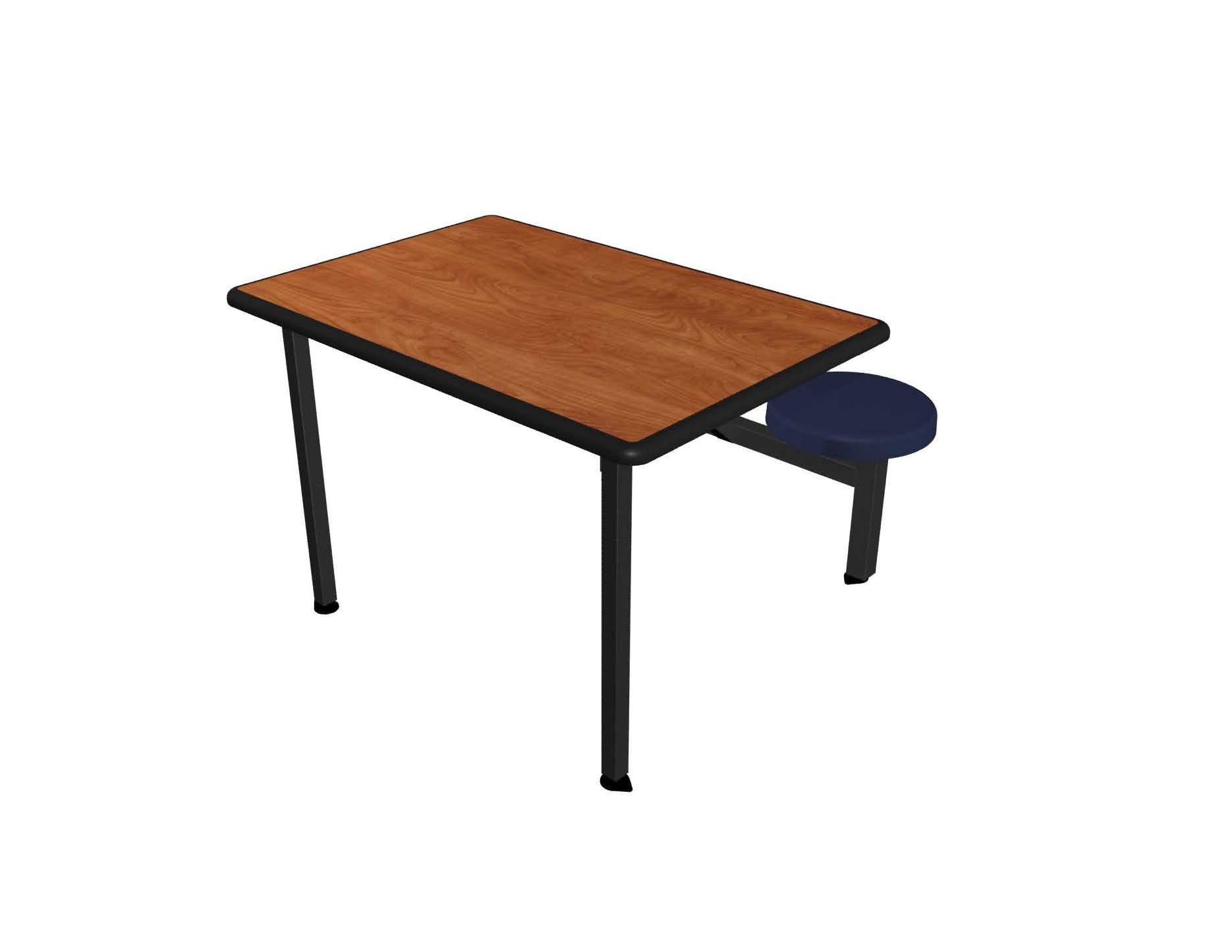Wild Cherry laminate table top, Black Dur-A-Edge®, Navy composite button seat