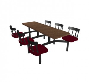 Windswept Bronze laminate table top, Country chairhead with Burgundy composite seat