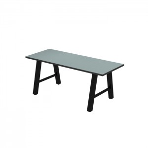 Atlas dining height communal table, laminate top with Black Dur-A-Edge, Onyx Black frame