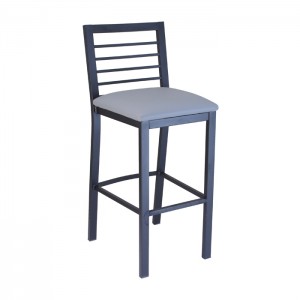 Barstool with Onyx Black frame with Slate vinyl upholstered seat