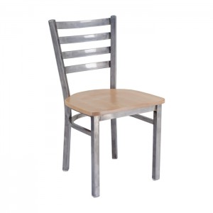 Quattro Ladderback Metal Chair with Wood Saddle Seat