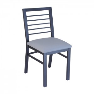 Latitude chair with Onyx Black frame and Slate upholstered seat, front angle