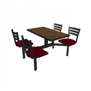 Windswept Bronze laminate table top, Black Dur-A-Edge®, Quest chairhead Burgundy Seat