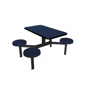 Navy Legacy laminate table top, Black vinyl edge, Composite button seat in Navy