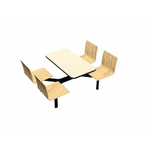 Wallaby laminate table, Black Dur-a-Edge®, Legacy chairhead in Natural Oak laminate