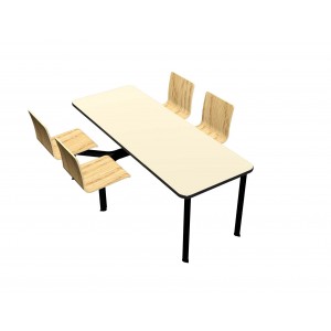 Wallaby laminate table, Black vinyl edge, Legacy chairhead in Natural Oak lamiante
