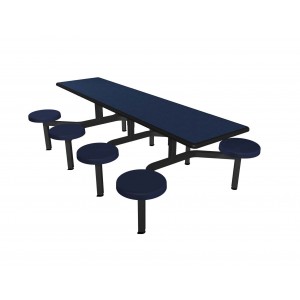 Navy Legacy laminate table top, Black Dur-A-Edge®, Navy Blue composite button seat