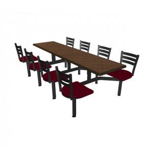 Windswept Bronze laminate table top, Black Dur-A-Edge®, Quest chairhead with Burgundy seat