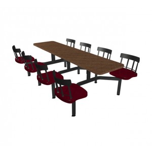 Windswept Bronze laminate table top, Country chairhead with Burgundy composite seat