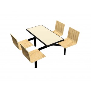 Wallaby laminate table, Black Dur-A-Edge, Natural Oak laminate chairhead