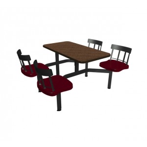 Windswept Bronze laminate table top, black vinyl edge, Country chairhead with Burgundy composite seat