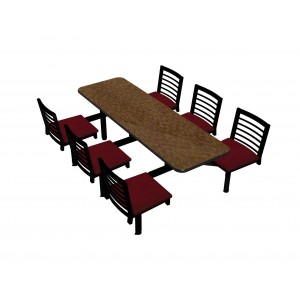Windswept Bronze laminate table, black vinyl edge, Latitude chairhead with New Burgundy seat