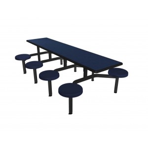 Navy Legacy laminate table top, Black Dur-A-Edge®, composite button seat in Navy