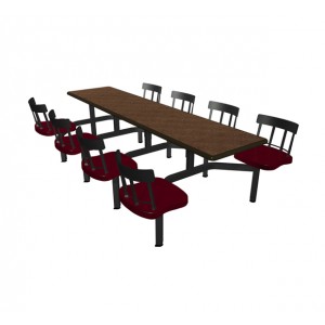 Windswept Bronze laminate table top, Black Dur-A-Edge, Country chairhead with Burgundy composite seat
