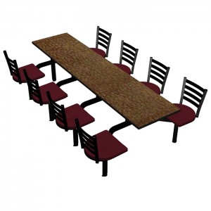 Windswept Bronze laminate table top, Black Dur-A-Edge®, Encore chairhead with Burgundy seat