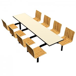 Wallaby laminate table, Black Dur-A-Edge®, Legacy chairhead in Natural Oak Laminate