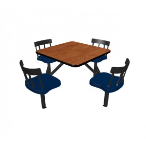 Wild Cherry laminate table top, Black vinyl edge, Country chairhead with Atlantis seat