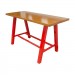 Solid Beech top with Fawn stain, Red gloss frame