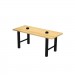 Hero communal table, dining height, solid beech top, Onyx black frame with Natural stain with optional power package