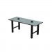 Hero dining height communal table, Black thin profile Dur-A-Edge, Onyx Black base with optional power