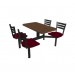 Windswept Bronze laminate table top, Quest chairhead Cranberry seat