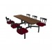 Windswept Bronze laminate table top, Black vinyl edge, Country chairhead with Burgundy composite seat