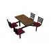 Windswept Bronze laminate table top, Black Dur-A-Edge®, Encore Chairhead with Burgundy seat