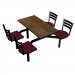 Windswept Bronze laminate table top, Black Dur-A-Edge®, Quest Chairhead with Burgundy seat