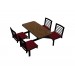Windswept Bronze laminate table, Black vinyl edge, Latitude chairhead with New Burgundy seat
