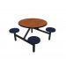 Wild Cherry laminate table top, Black vinyl edge, Navy composite seat