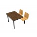 Morro Zephyr laminate table, Black vinyl, Natural Oak laminate chairhead